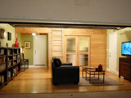 garage remodeled for sleeping with a loft