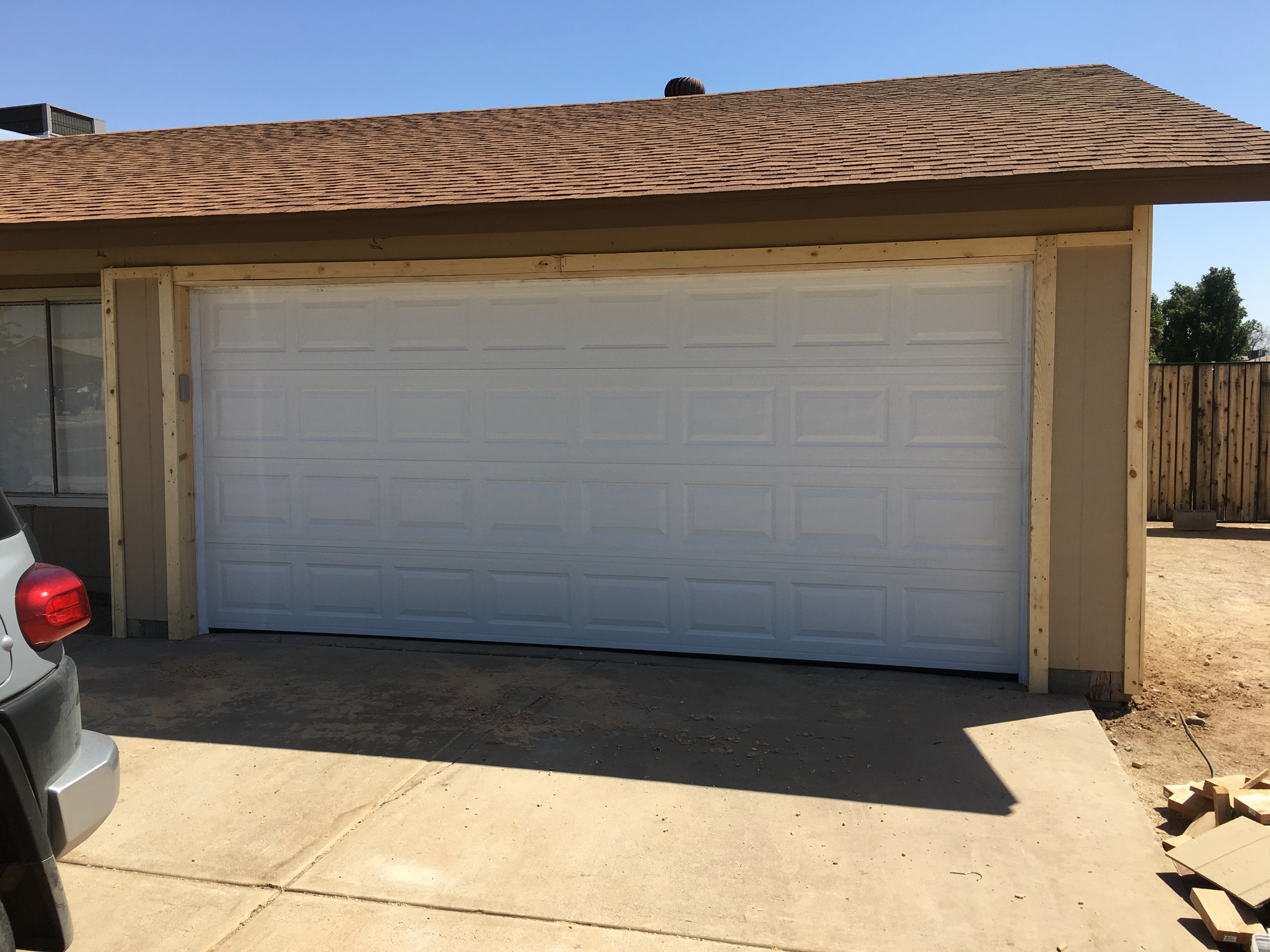photo of enclosed garage after converting it from a carport (in Greater Phoenix AZ)