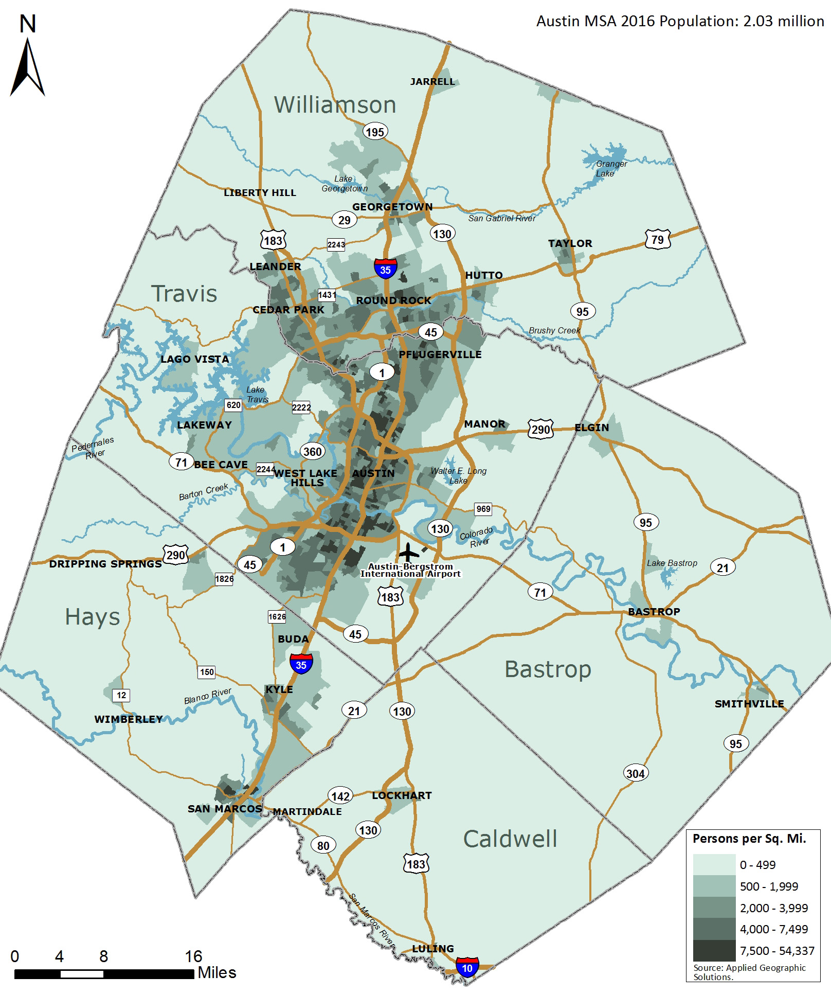 5 counties around Austin Tx: Bastrop, Caldwell, Hays, Travis, & Williamson
