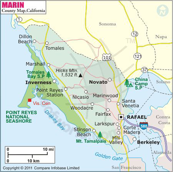 counties around Marin County California