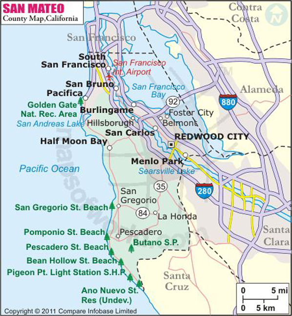 counties around San Mateo County California