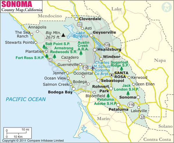 counties around Sonoma County California